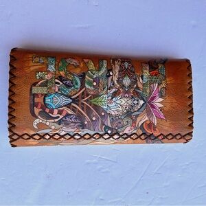 Hand-painted Leather Horse and Floral Themed Wallet